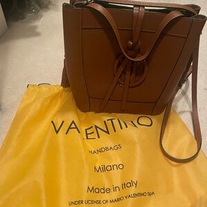 Valentino By Mario Valentino Brown Shoulder Bag with Textured Leather